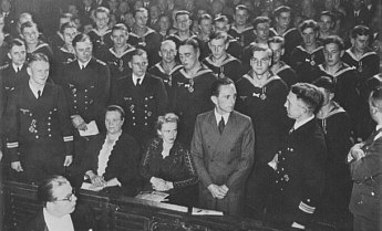 Prien and his crew at the Wintergarten Theatre, Berlin